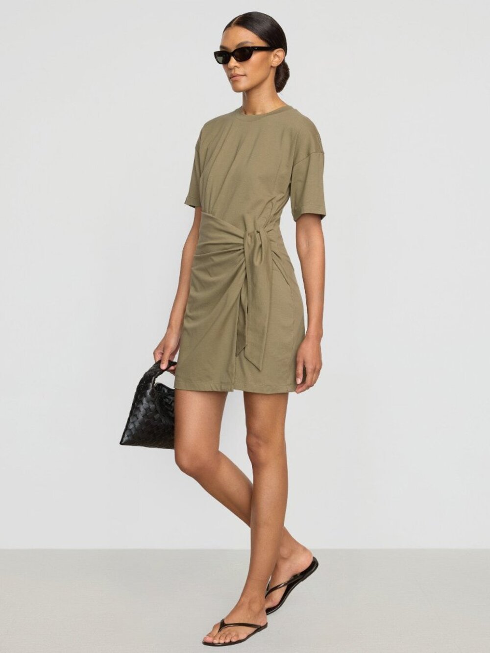 Modern Citizen Fallon Organic Cotton T-Shirt Wrap Dress Size SKhaki Green / S